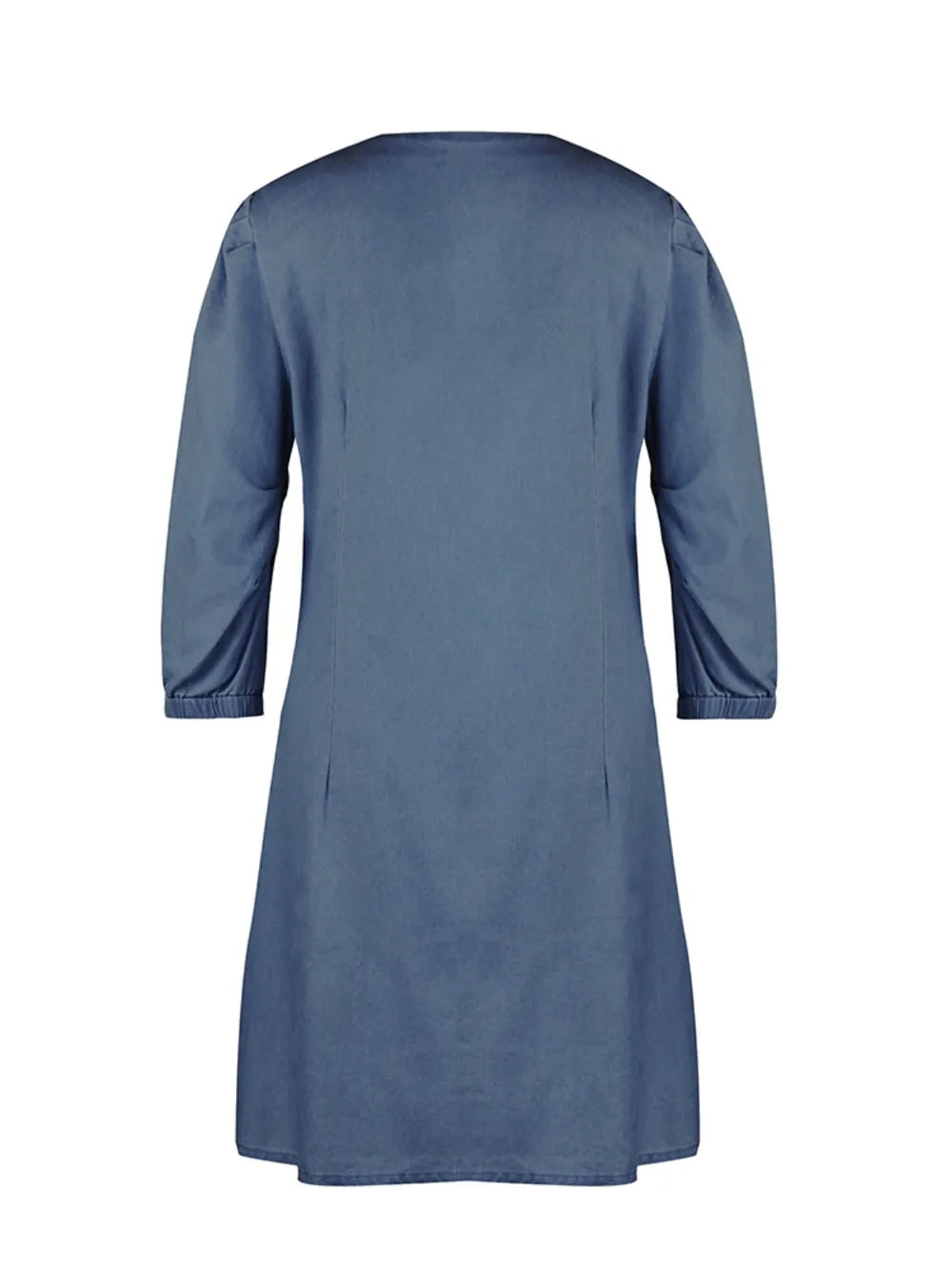 Figure-flattering V-neck casual dress with half sleeves, suitable for all body types.