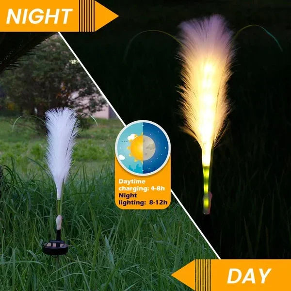 Decorative reed outdoor lighting, ideal for charming pathway and garden illumination.