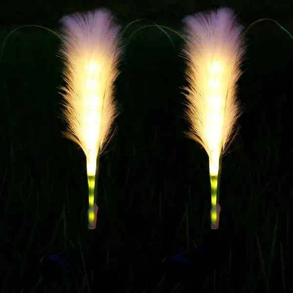 Reed-style outdoor lights, perfect for decorative garden and patio landscape lighting.