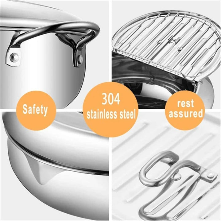 Smart deep fryer on a modern kitchen counter, an essential stainless steel appliance for gourmet home frying & crispy meals.