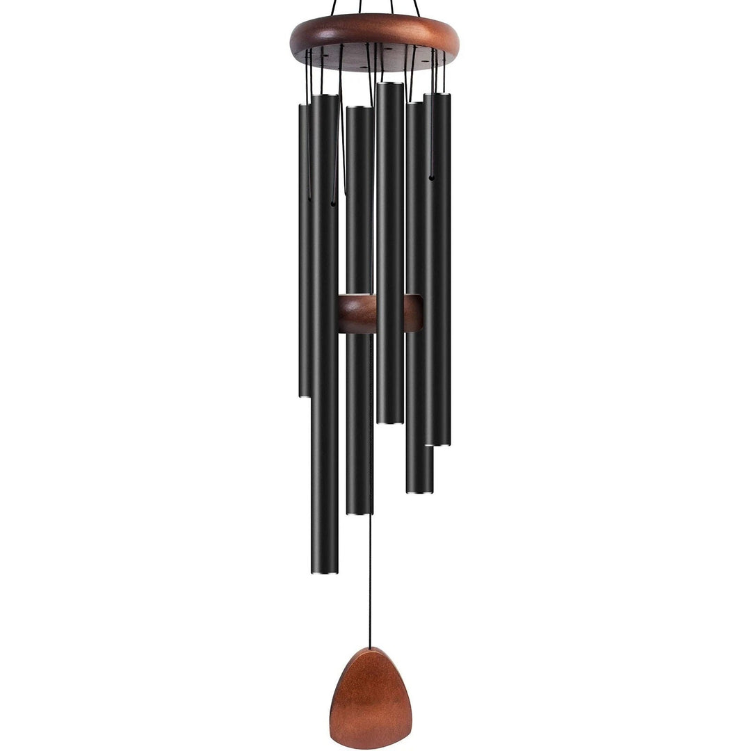 Elegant deep tone aluminum wind chimes, ideal outdoor decor for garden tranquility & soothing sounds.