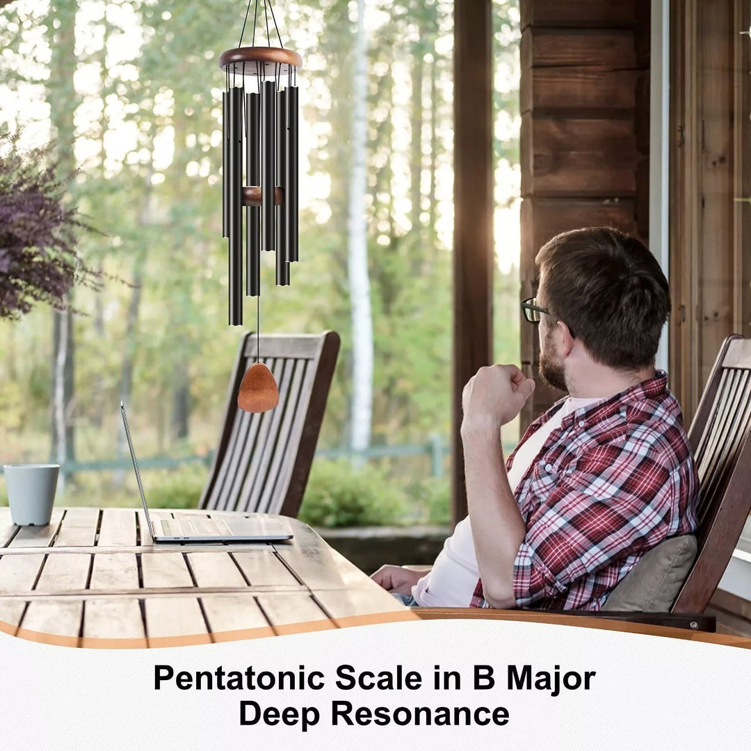 Enjoy soothing deep tones with these aluminum wind chimes, perfect for your garden oasis decor.