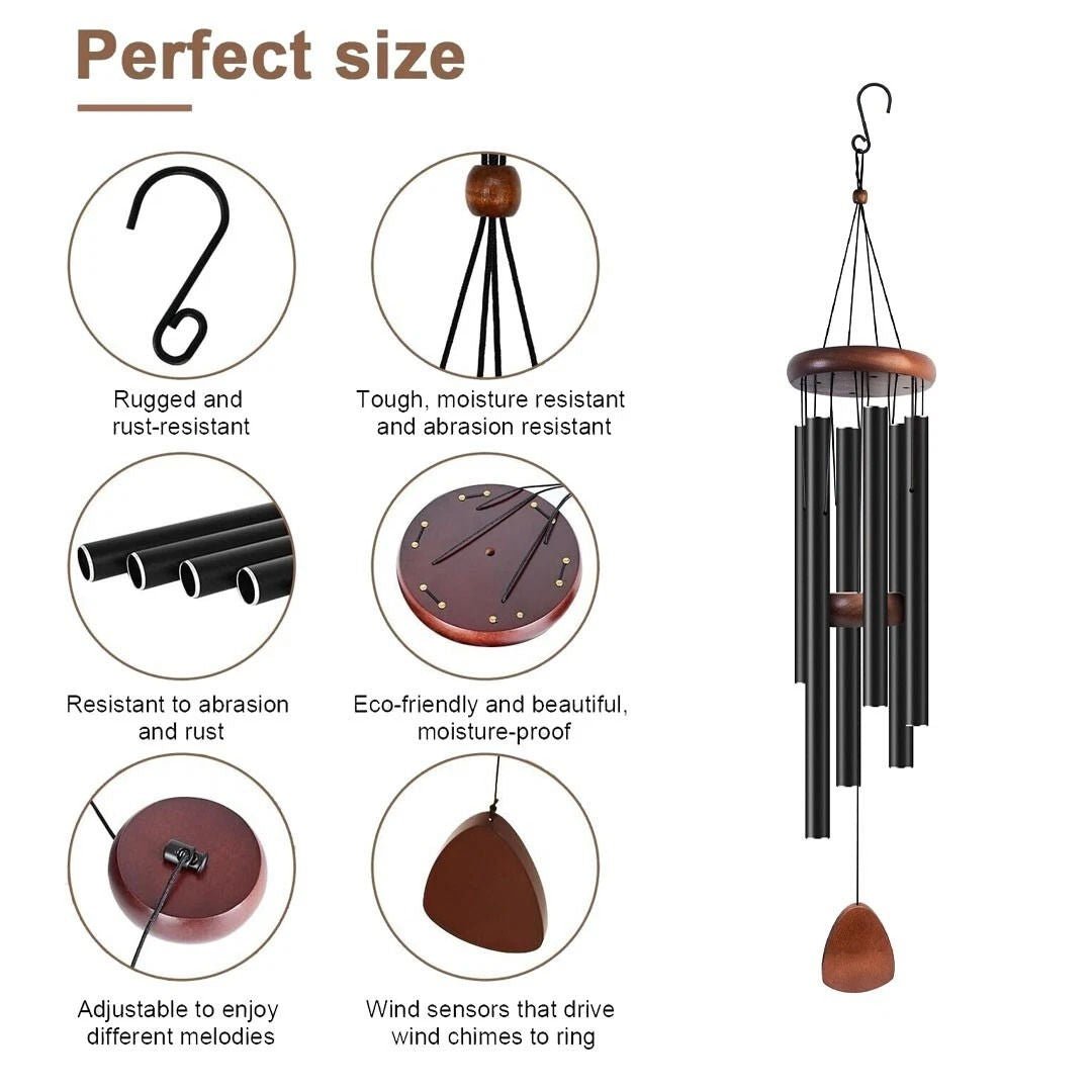 Stylish aluminum deep tone wind chimes, enhancing garden decor with peaceful, meditative sounds.