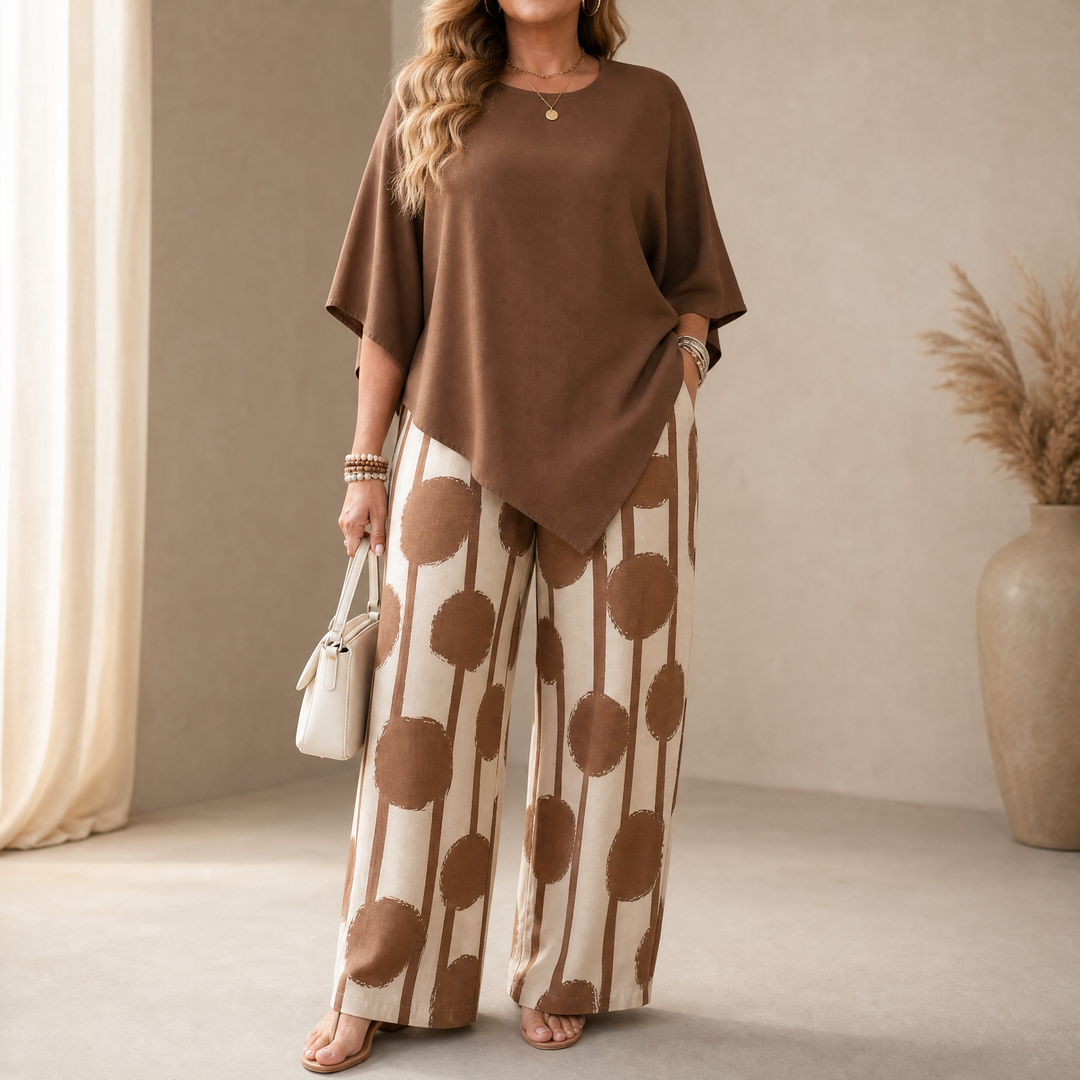 Stylish women's co-ord set with wide-leg pants. Perfect for spring & summer fashion.