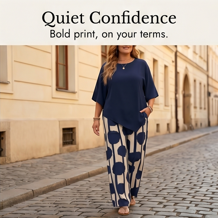 Delvara wide-leg pants set. Fashionable women's co-ord for a relaxed, stylish look.