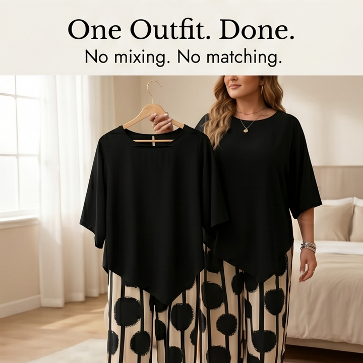Stylish Delvara women's pants set, wide-leg design offering comfort and effortless fashion.