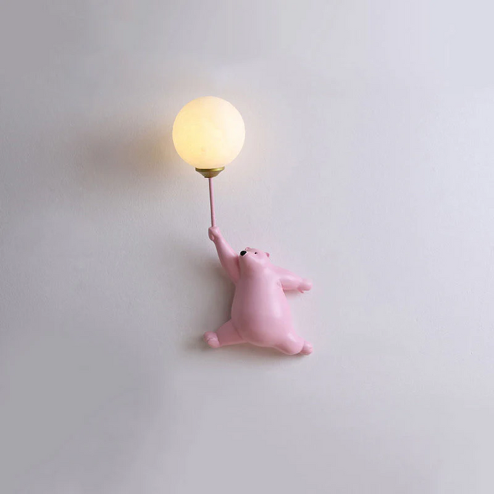 Decorative resin bear LED wall lamp, bringing playful light to any kids' room or living space.