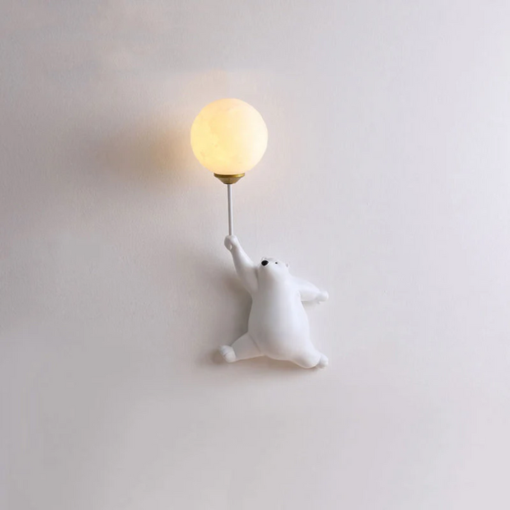 Charming bear LED wall light for kids' playful rooms. Enhances children's bedroom decor with warm glow.