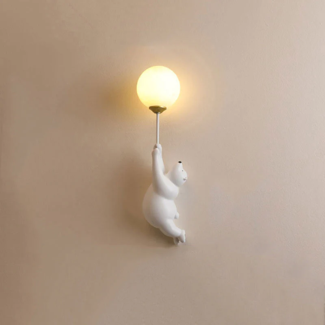 Adorable bear LED wall lamp, perfect for children's bedrooms & nurseries. Playful home lighting.