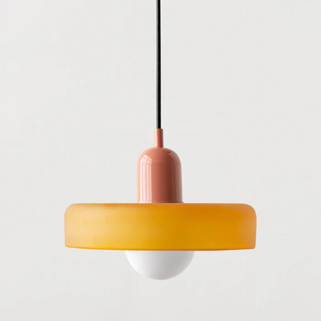 Elegant glass pendant light, modern LED for sophisticated home lighting.