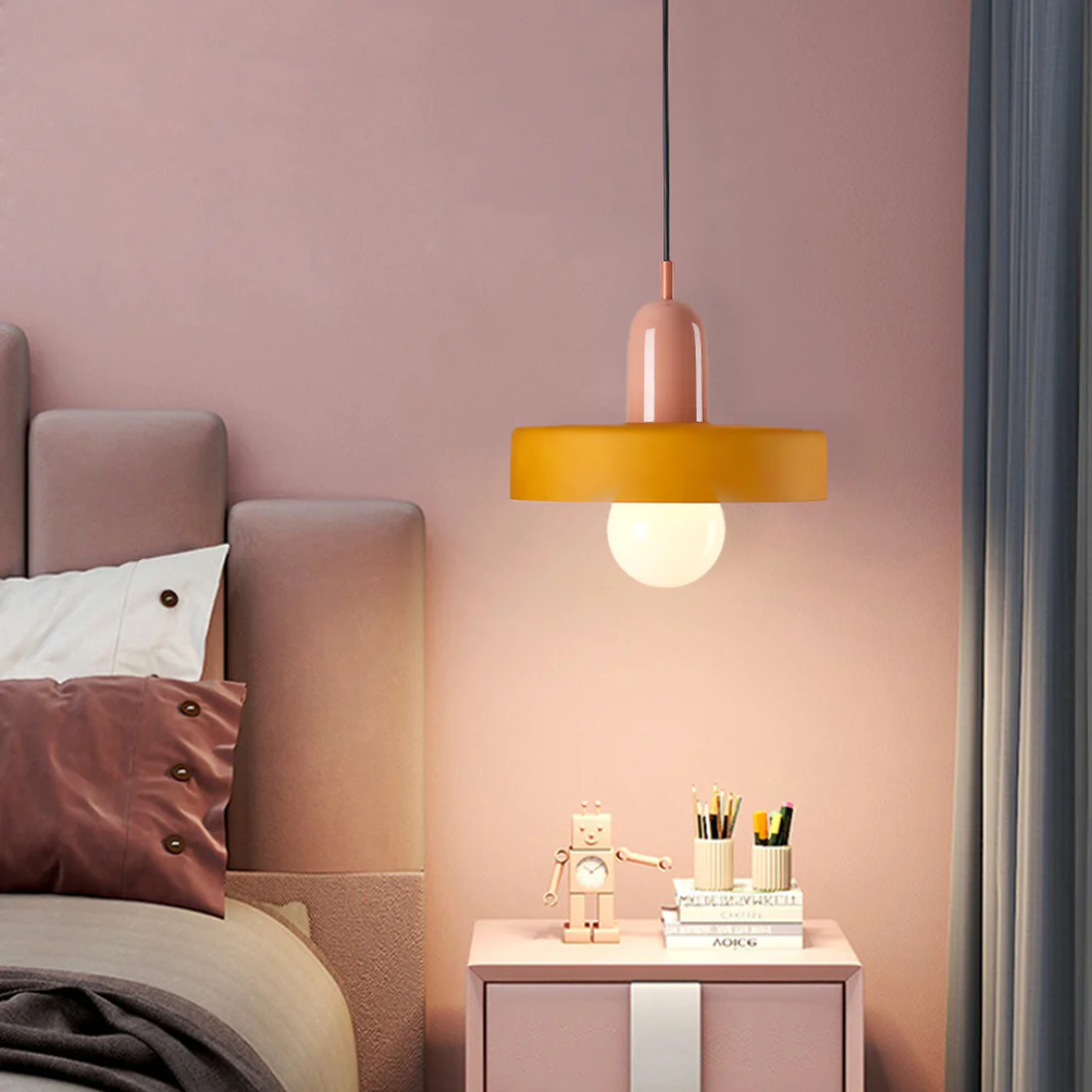 Adjustable LED pendant, versatile modern lighting for living room or bedroom.