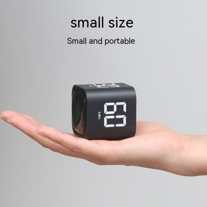 Compact digital cube timer with bright LED display, enhancing focus for studying or working from home.