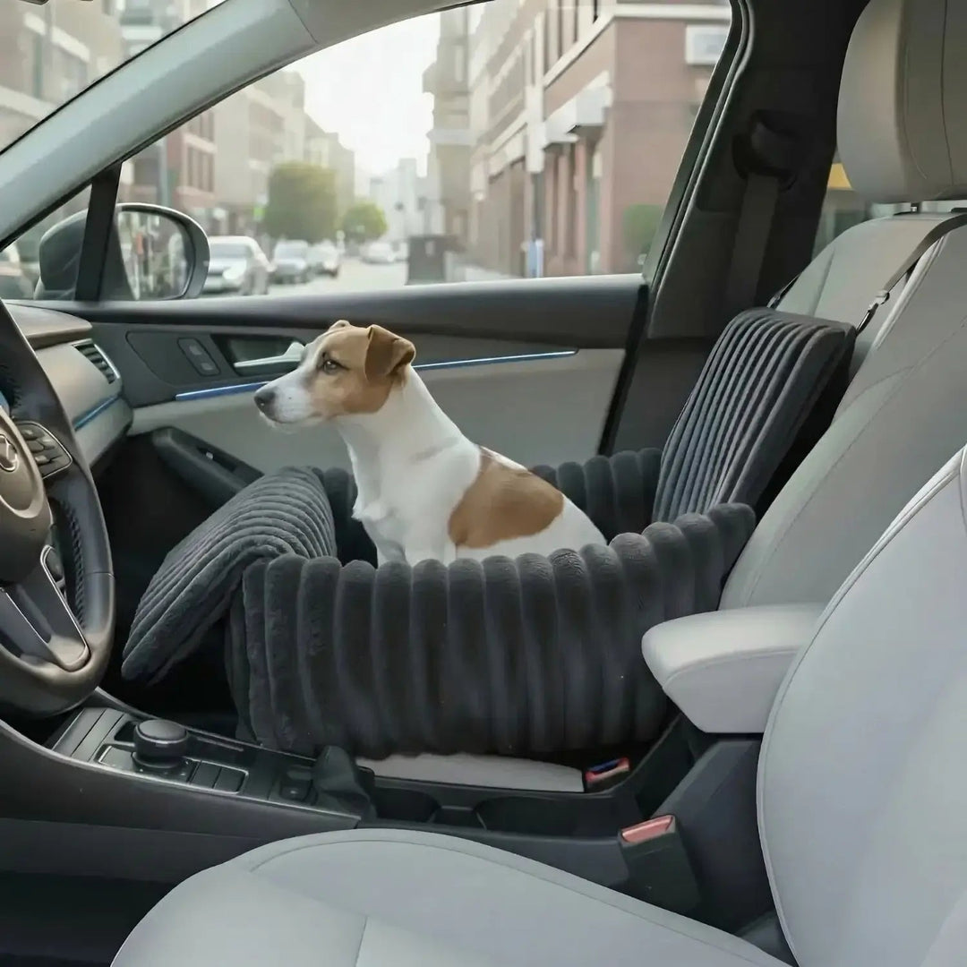 Comfortable pet booster seat for dogs, ensuring safe travel & a secure ride. Auto pet supply.
