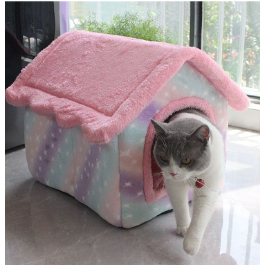 Warm enclosed dog bed, a soft and comfortable pet retreat for your furry friend.