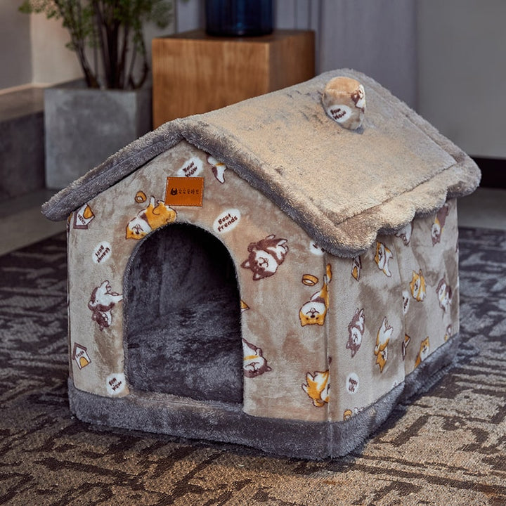 Soft animal dog bed, a comfortable pet house with a cozy cave design.