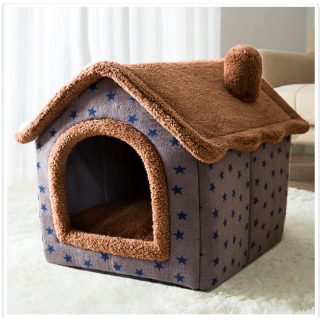 Indoor pet house bed, warm and washable, a comfortable dog cave for relaxation.