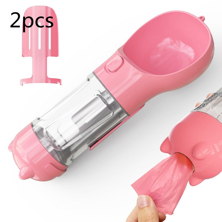 Essential dog travel water bottle and waste bag dispenser for outdoor fun.