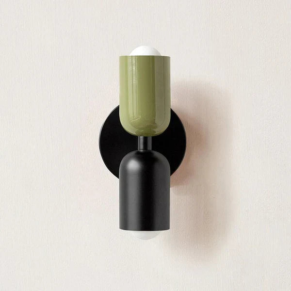Modern resin & metal wall sconce, DualGlow LED, for elegant and efficient home lighting solutions.