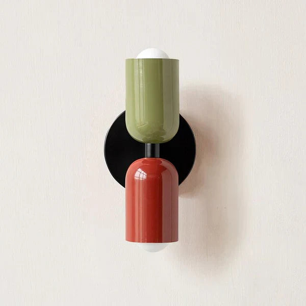 Contemporary double LED wall lamp, black finish, offering bright and energy-efficient lighting.