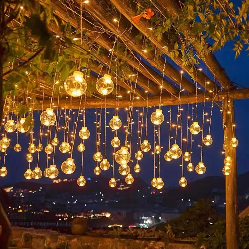 Versatile waterproof LED string lights for holiday decor & year-round outdoor garden & patio ambiance.