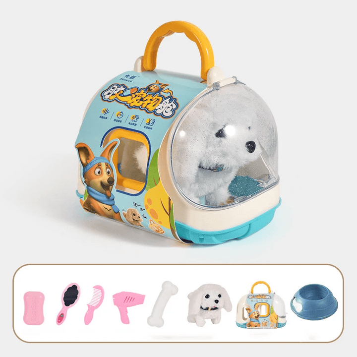 Cute plush walking dog toy with motion feature, an ideal interactive kids gift for imaginative play.