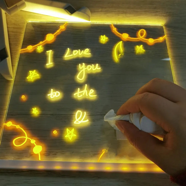 Kids' LED message board & light-up art display tablet; a fun, interactive drawing toy for creativity.