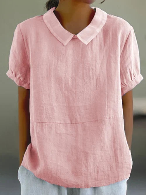 Crisp white women's long-sleeve dress shirt, button-front. Elegant & professional for office wear or formal occasions.