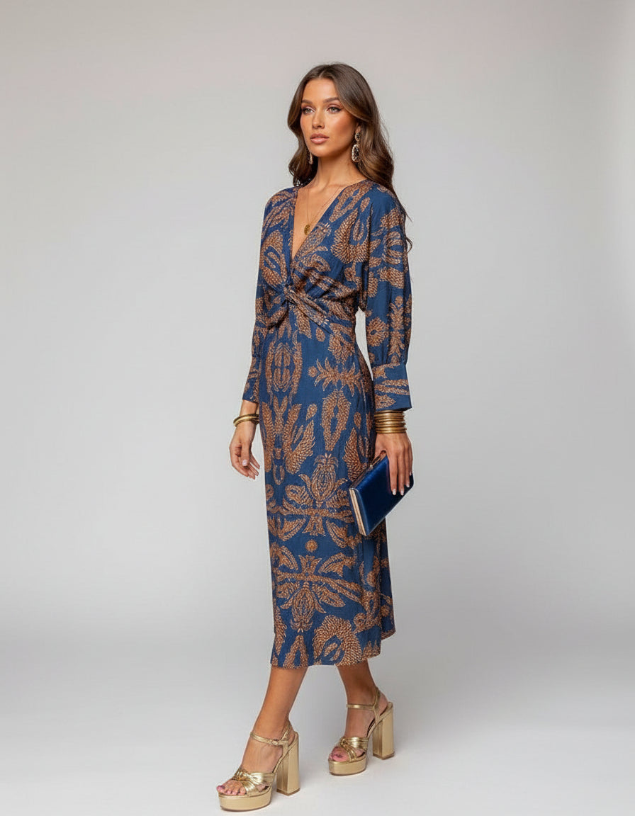 Women's stylish boho wrap dress, perfect for summer casual or elegant occasions.