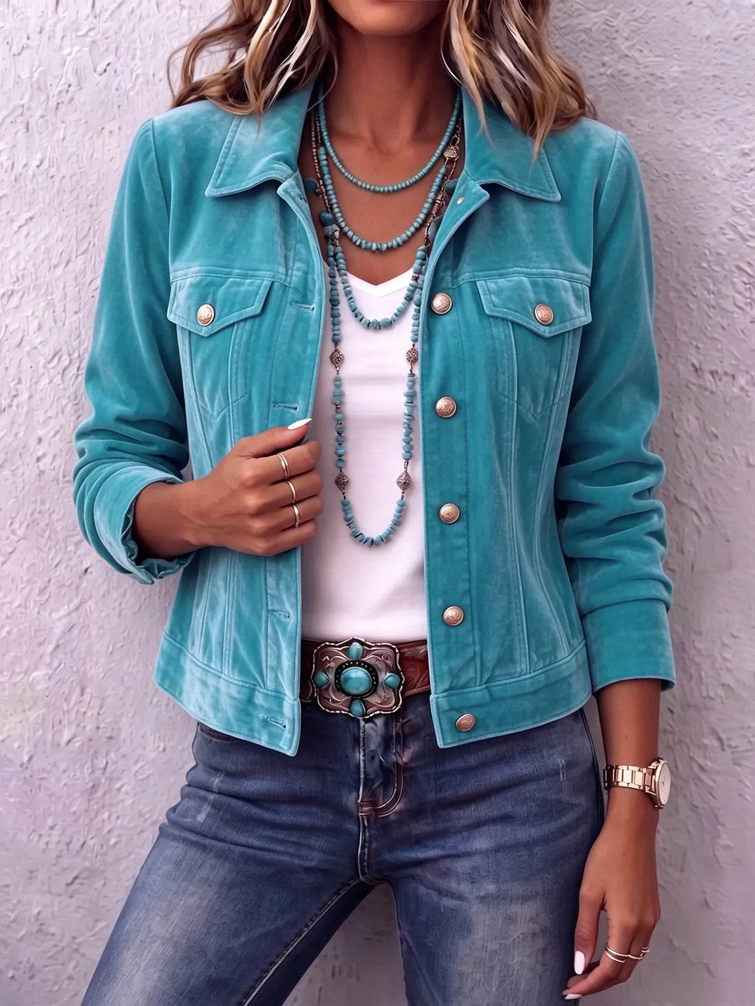 Women's casual button-down shacket, stylish and versatile for everyday outfits.