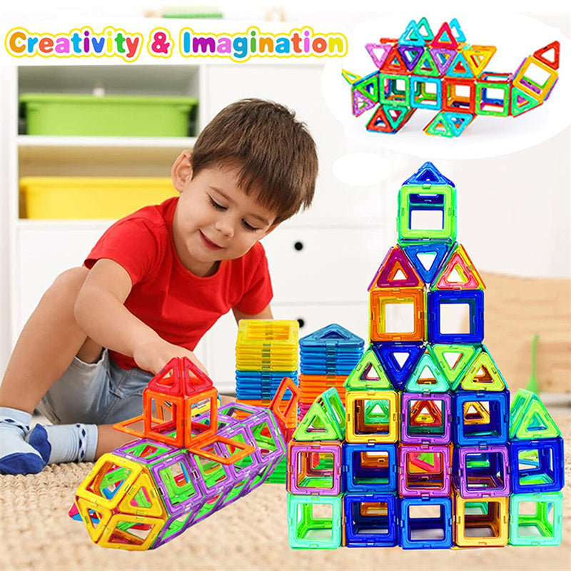 Versatile magnetic blocks set, encouraging creative learning and imaginative construction in young kids.
