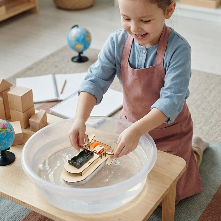 Kids' STEM construction kit with colorful interlocking pieces for creative building & learning.