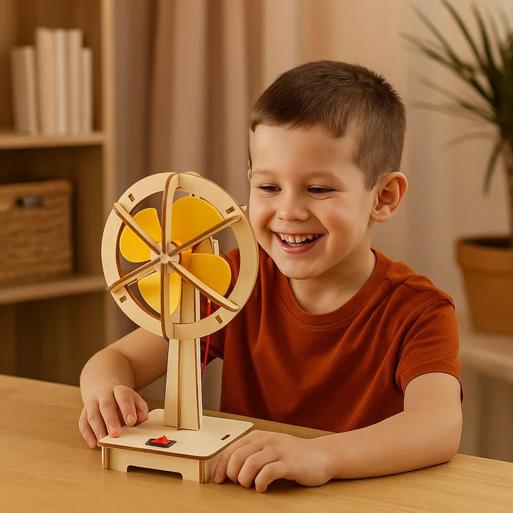 STEM creative building kit for kids, featuring various parts to construct models & learn.