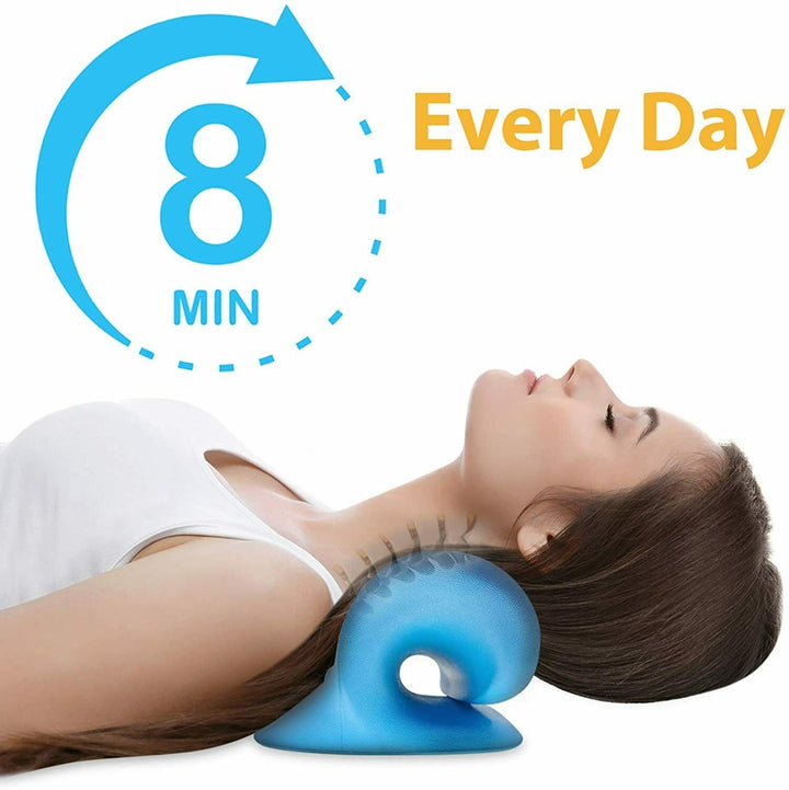Compact & portable neck & shoulder relaxer for at-home use, providing spinal support & tension relief.