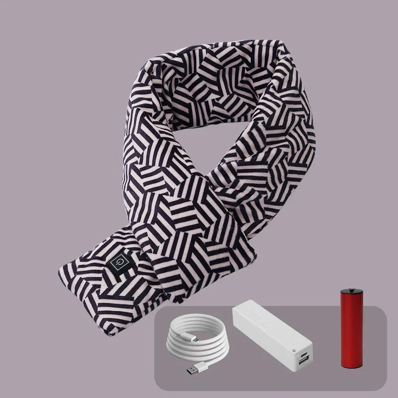 Soft electric heated scarf, a comfortable winter fashion accessory for warmth.