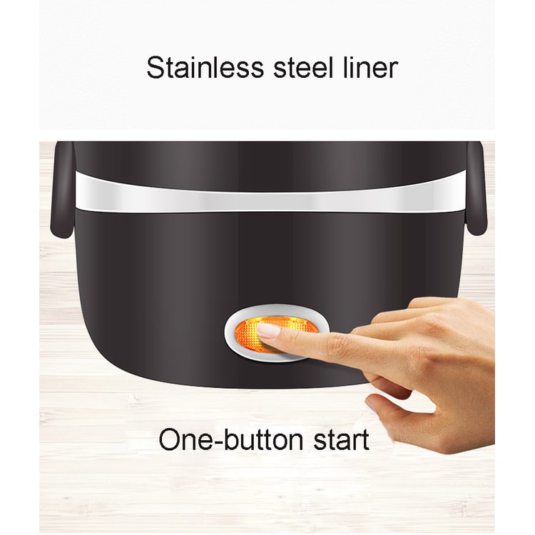 Modern electric lunch warmer with stainless steel bowls. Your go-to portable solution for hot meals on the go.