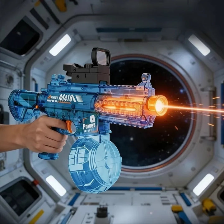 Vibrant electric water gun, perfect for boys & girls to enjoy outdoor water fights at the beach or park.