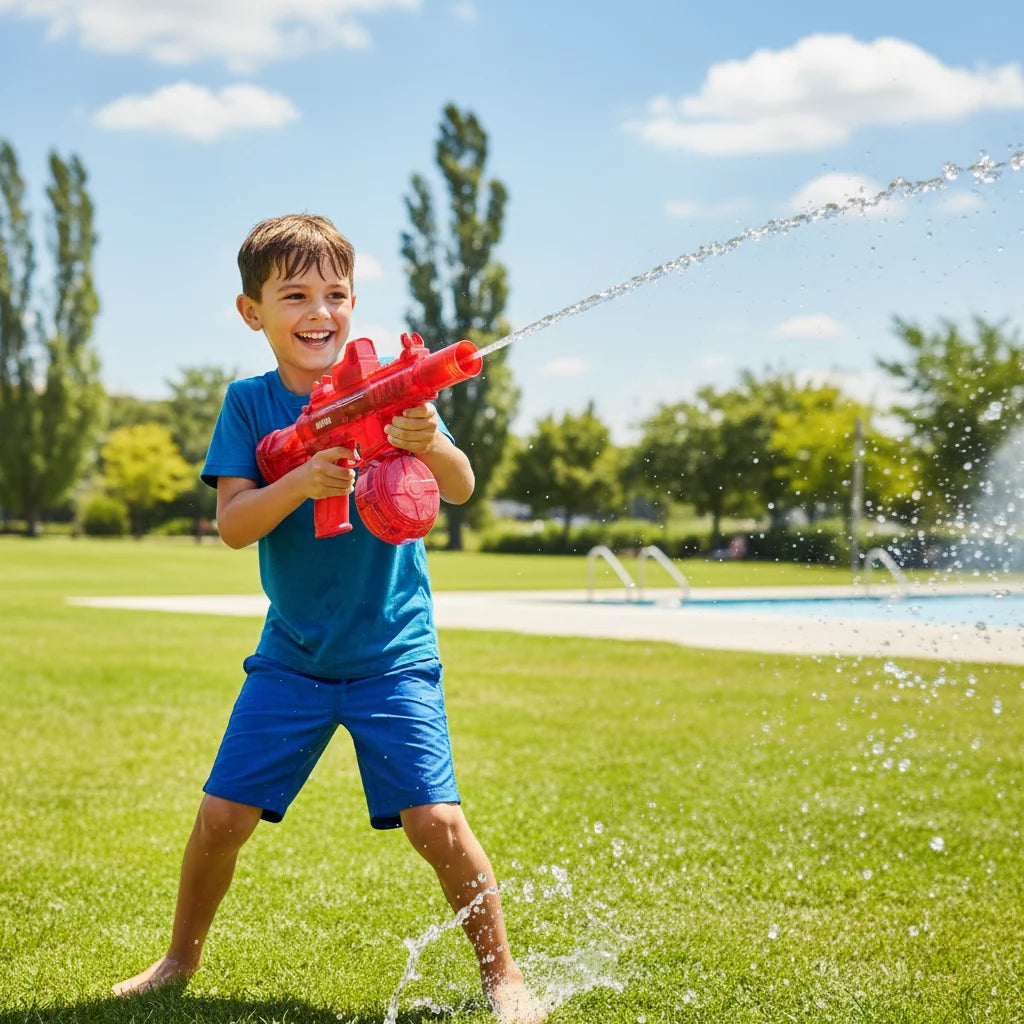 Powerful electric water blaster for kids, ideal for pool parties, beach play, and backyard fun.