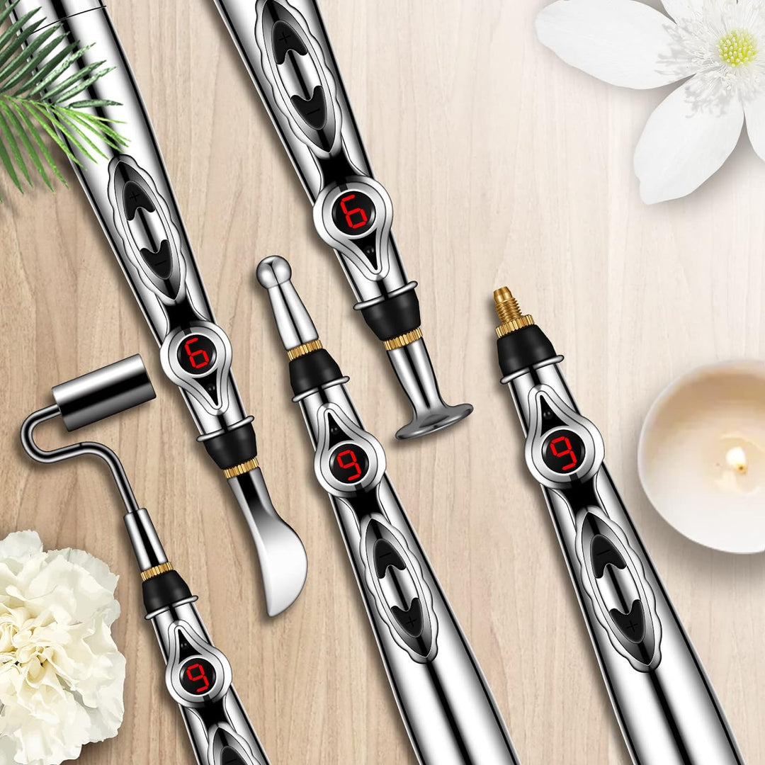 Digital acupuncture pen for natural pain relief, stimulating meridian points.