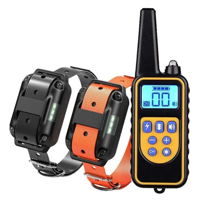 Dog obedience training collar with remote, safe and effective for behavior correction. Ideal for various dog breeds.