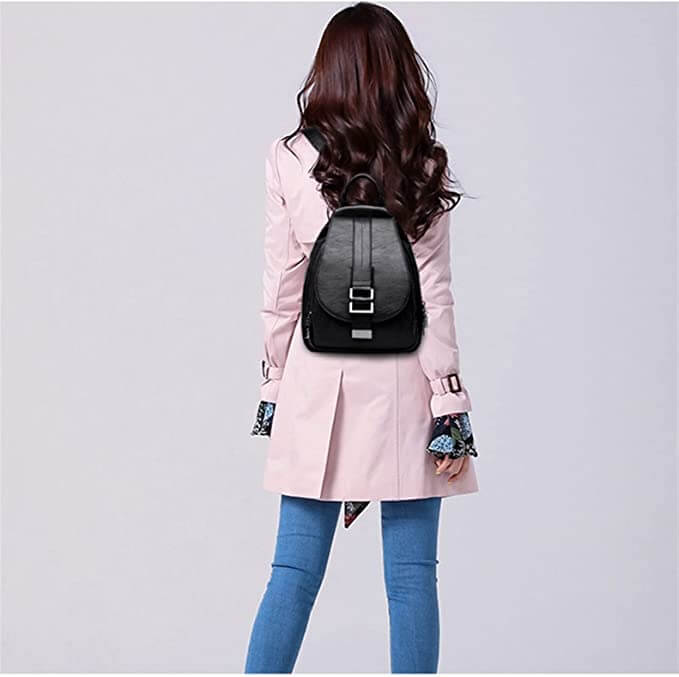 Chic women's waterproof anti-theft backpack, perfect as a secure travel bag & stylish everyday accessory.