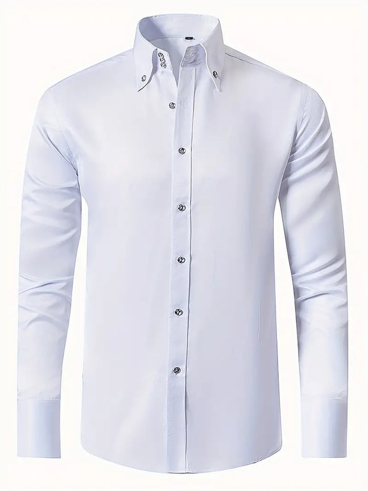 Elegant men's formal dress shirt, a timeless long sleeve button-up for sophisticated professional attire.