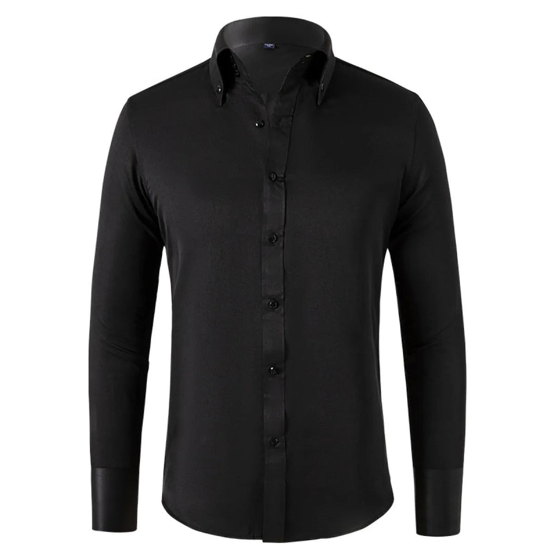 Classic men's button-up dress shirt, long sleeve, perfect for formal wear and professional settings.