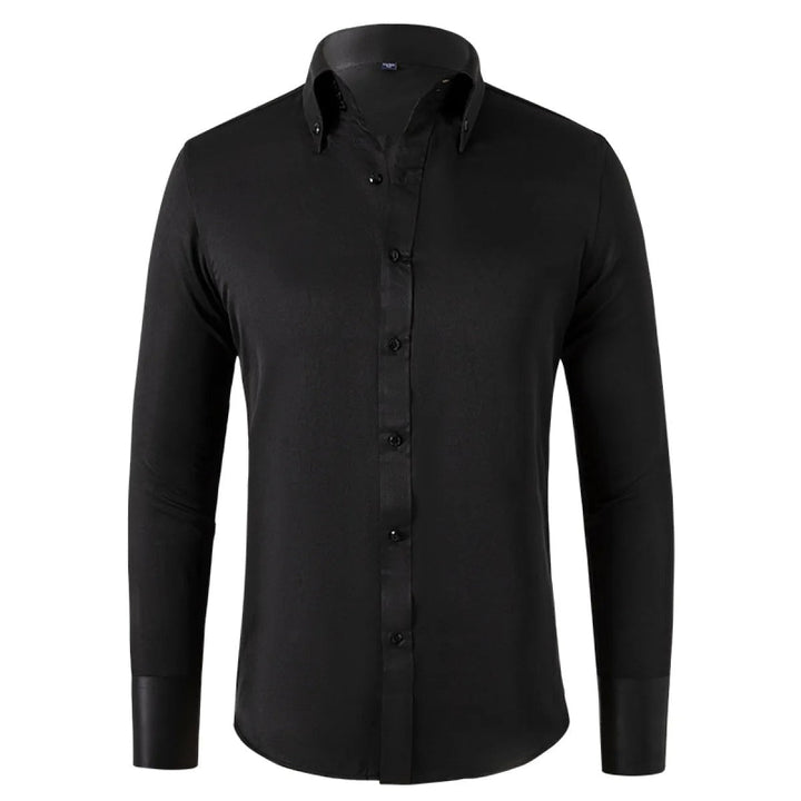 Classic men's button-up dress shirt, long sleeve, perfect for formal wear and professional settings.