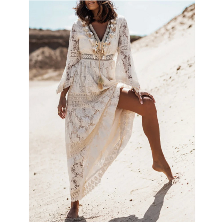 Light long sleeve elegant women's summer dress, comfortable & versatile style.