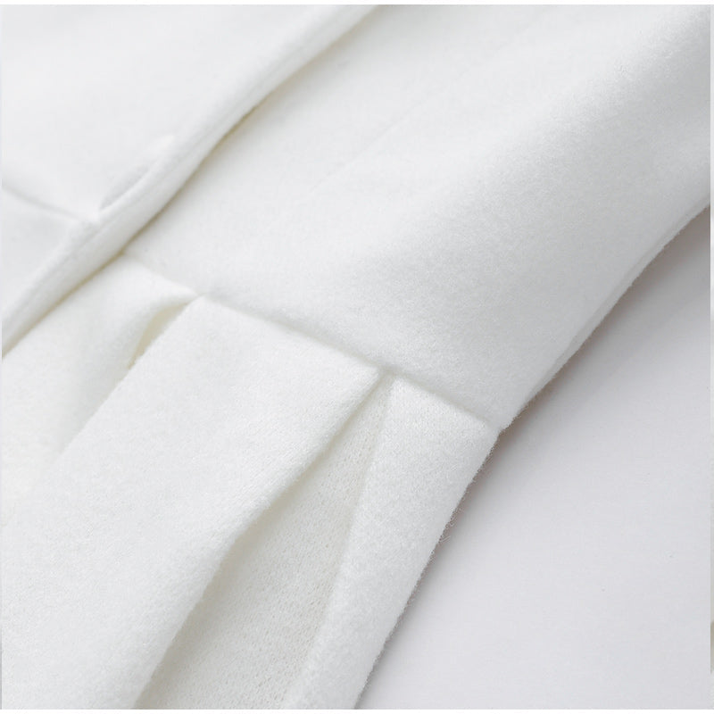 Women's double-breasted long wool coat, luxurious & classic for winter style.