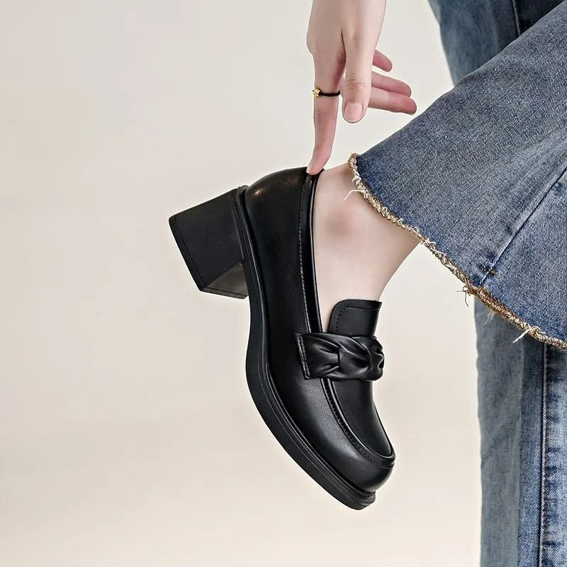 Comfortable block heel shoes for women. Elegant square heels ideal for office, formal occasions & daily wear.