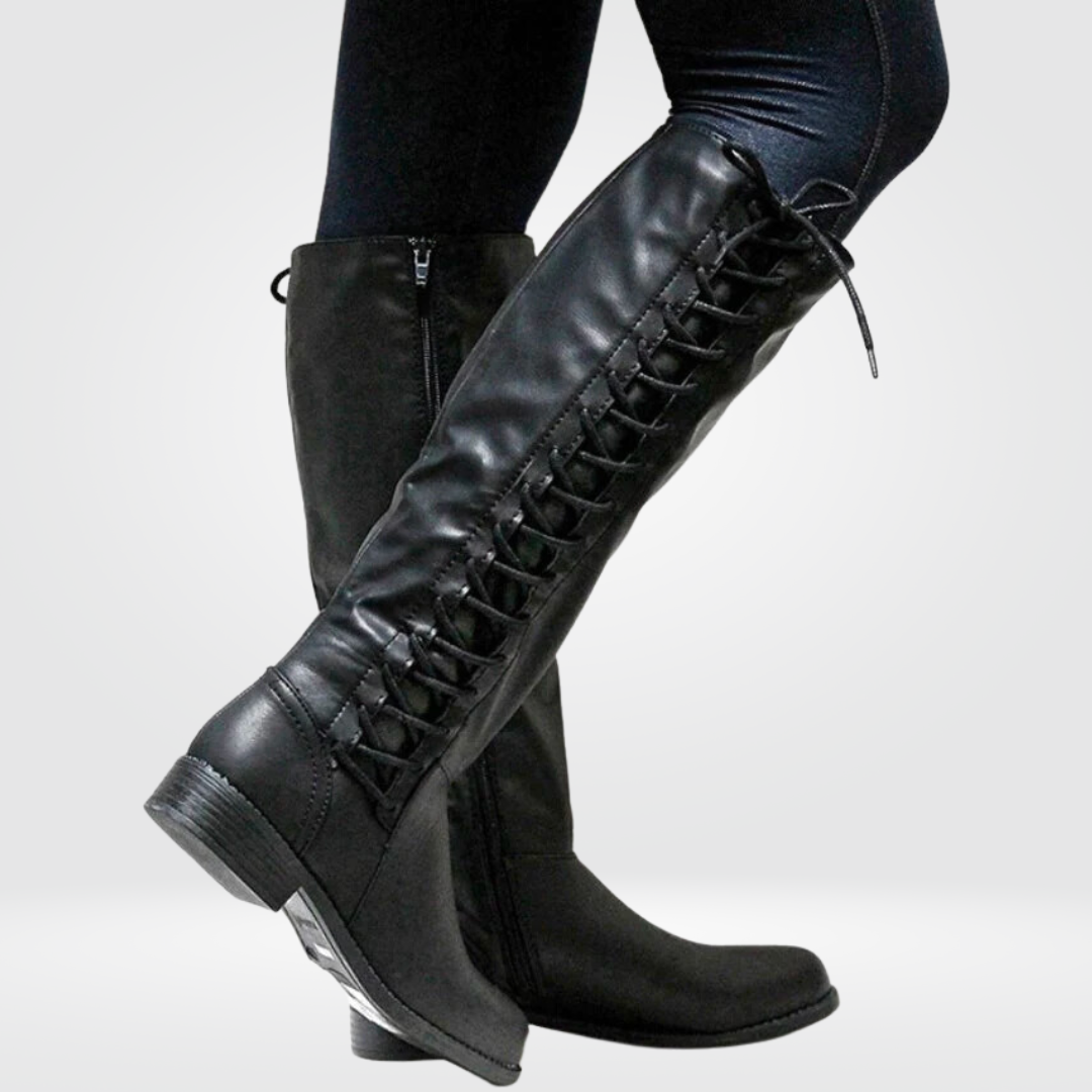 Women's Elena knee-high boots, comfortable for fall & winter. Stylish, low block heel, non-slip.