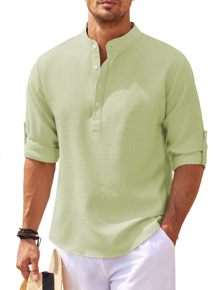 Modern fit men's urban casual long sleeve shirt, offering elite comfort for everyday style.