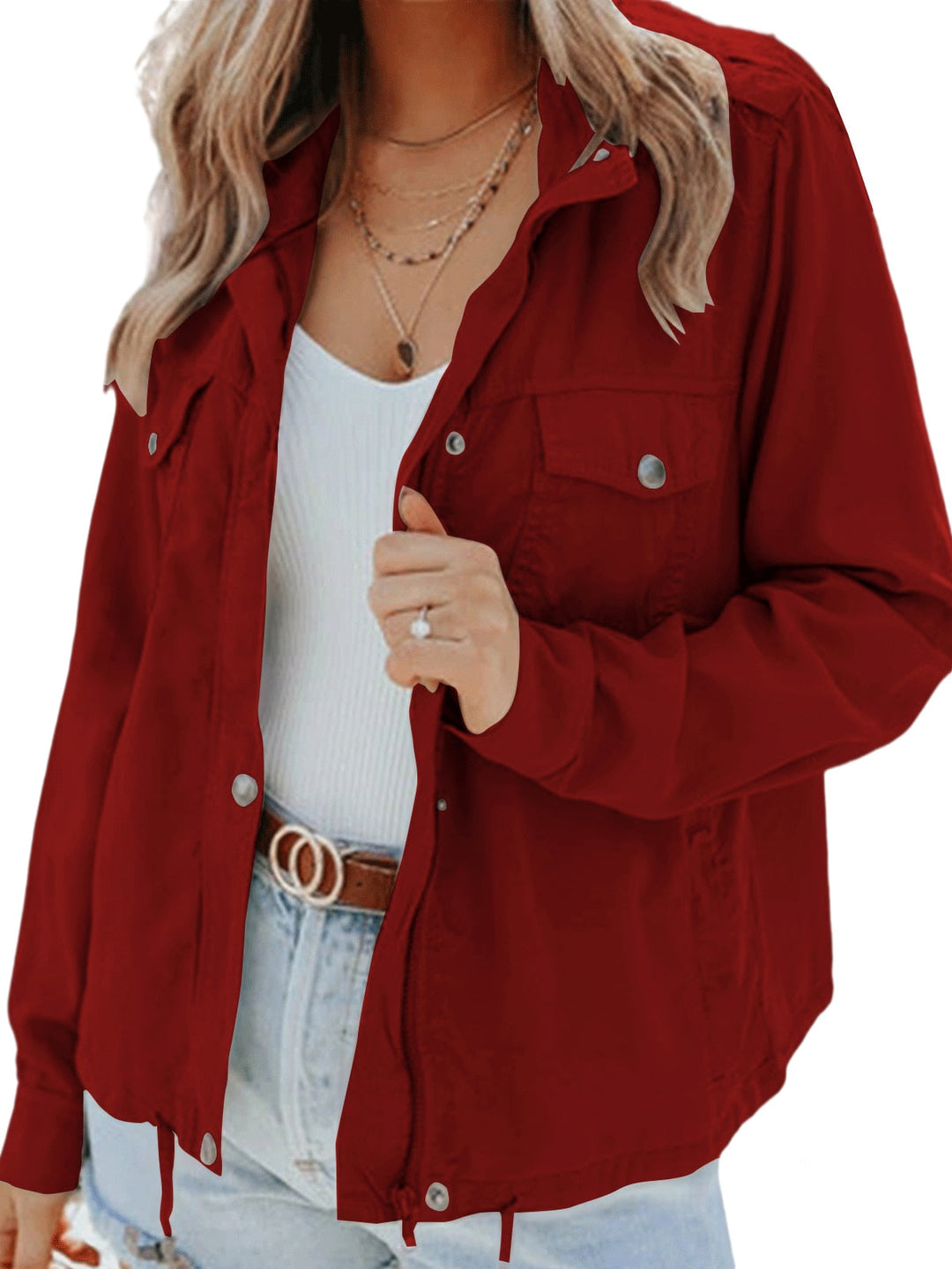Stylish women's fall & spring jacket. Comfortable everyday chic outerwear.