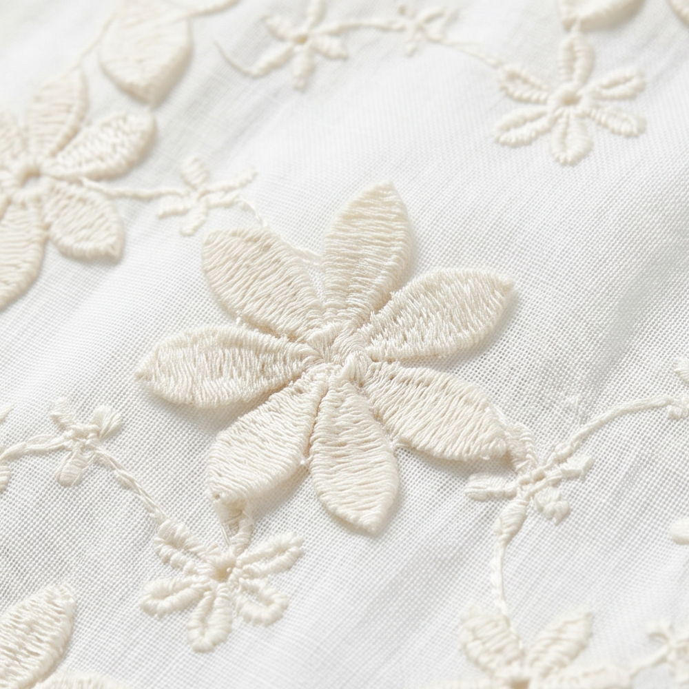 Elegant floral embroidered women's top, a relaxed fit peplum blouse for spring/summer events.